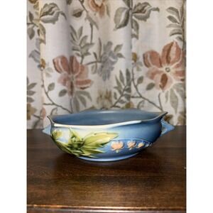 Roseville Art Pottery 1938 Vintage Bleeding Heart Bowl Blue 379-6